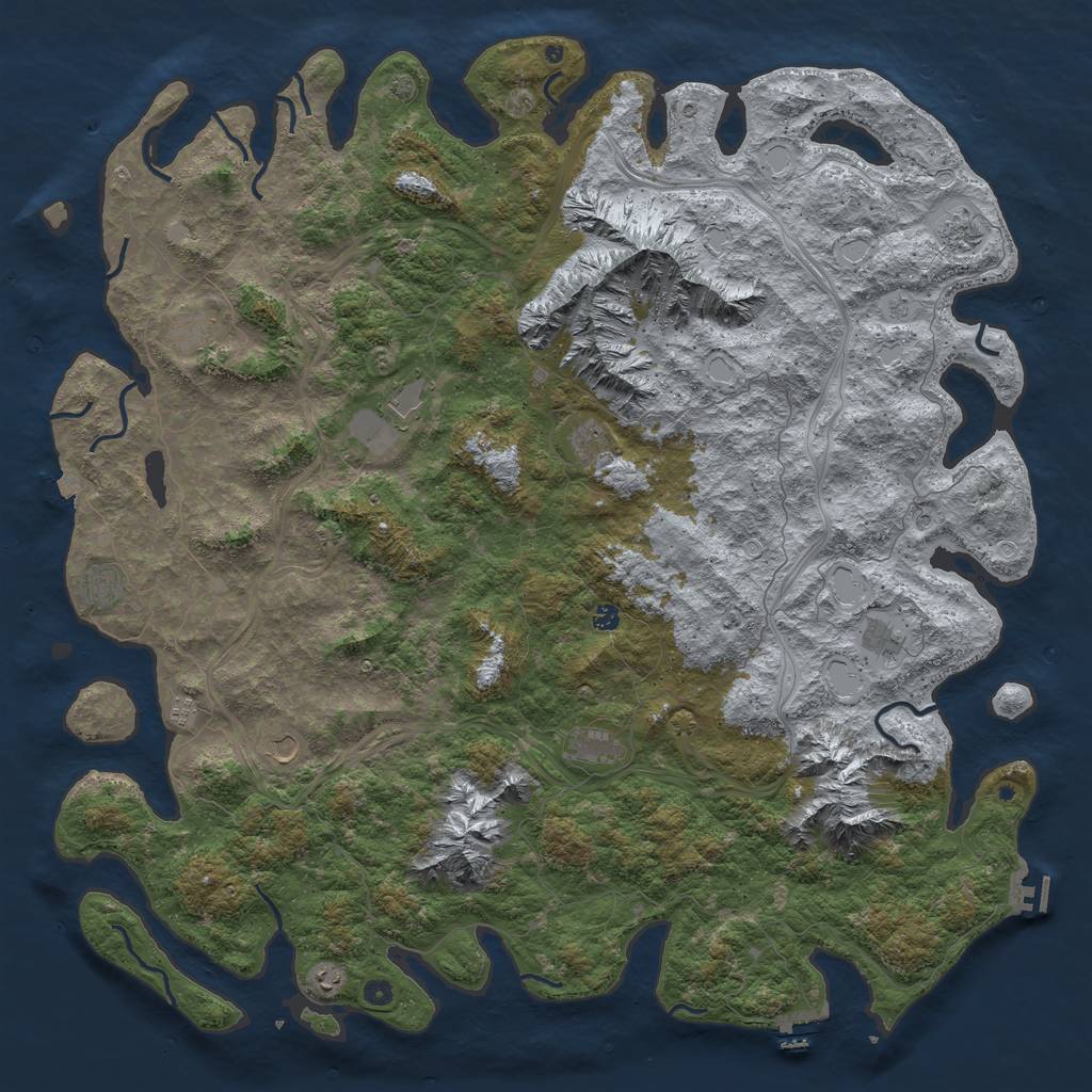 Rust Map: Procedural Map, Size: 6000, Seed: 7654, 19 Monuments