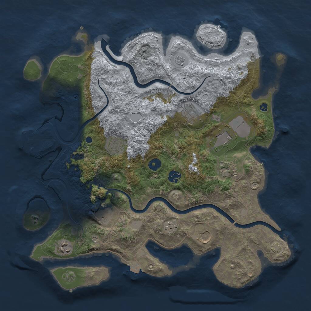 Rust Map: Procedural Map, Size: 3800, Seed: 219744344, 14 Monuments