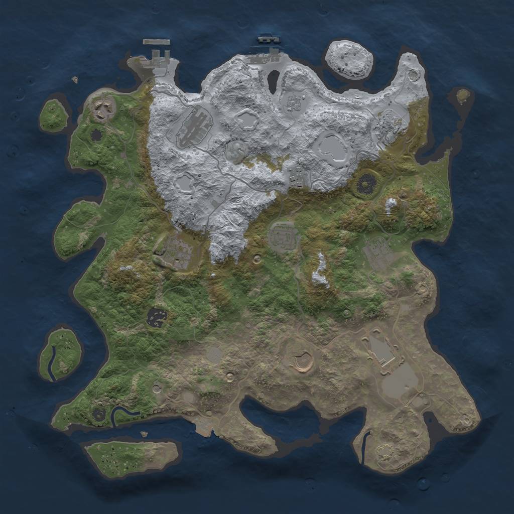 Rust Map: Procedural Map, Size: 3800, Seed: 219744344, 18 Monuments