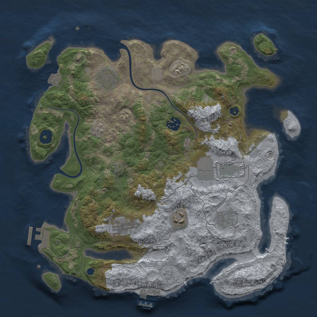 Rust Map: Procedural Map, Size: 3500, Seed: 334302275, 12 Monuments
