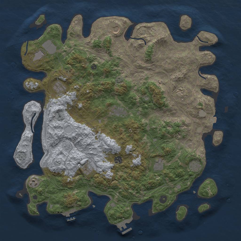 Rust Map: Procedural Map, Size: 4500, Seed: 827, 19 Monuments