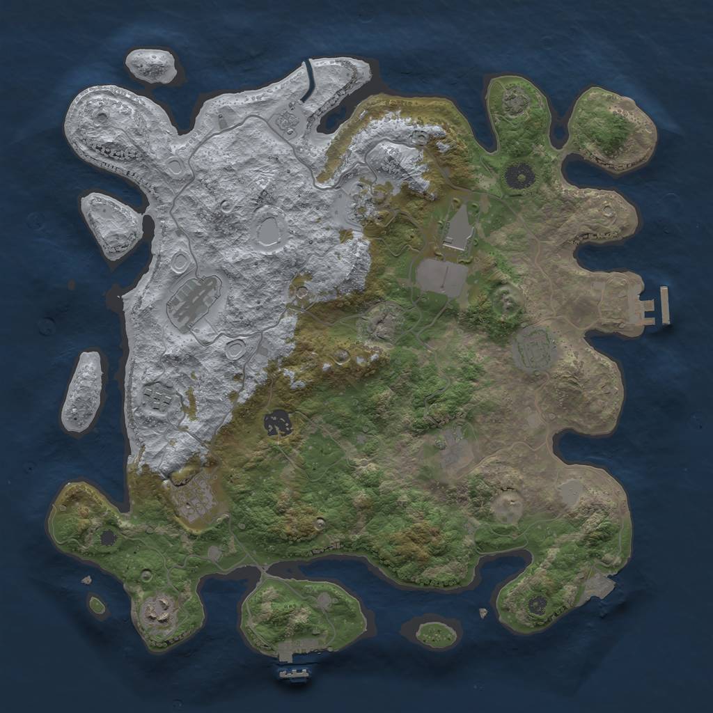 Rust Map: Procedural Map, Size: 3800, Seed: 960045465, 17 Monuments