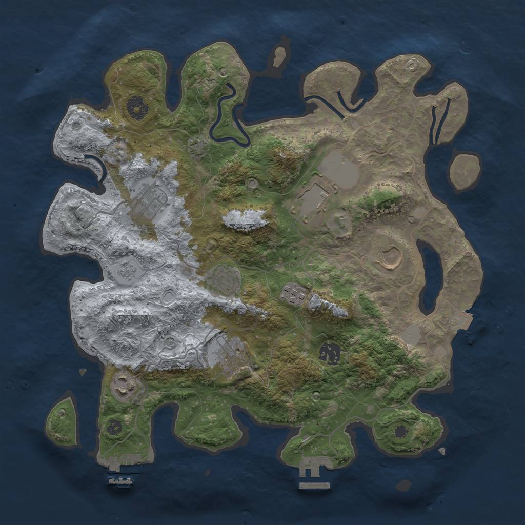 Rust Map: Procedural Map, Size: 3500, Seed: 1067236068, 16 Monuments