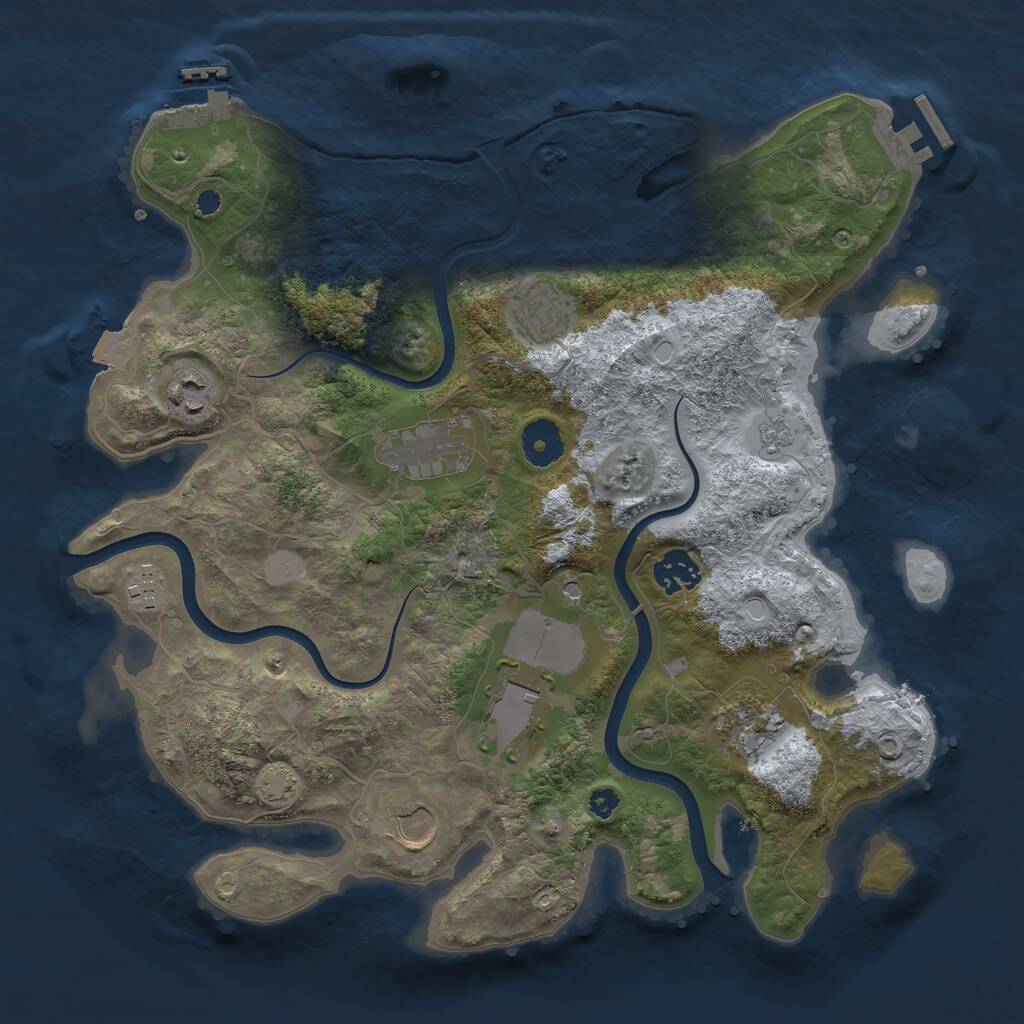 Rust Map: Procedural Map, Size: 3500, Seed: 664330843, 14 Monuments