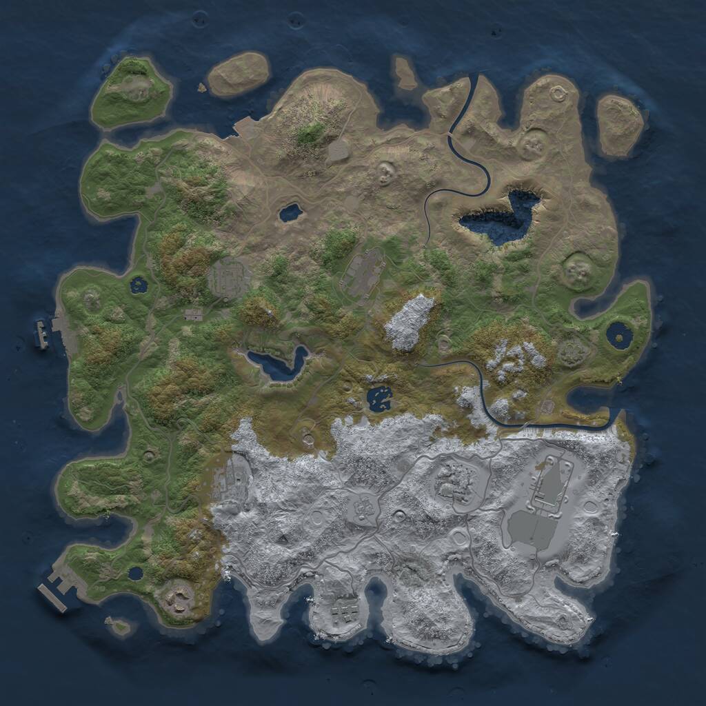 Rust Map: Procedural Map, Size: 4000, Seed: 2129021693, 14 Monuments