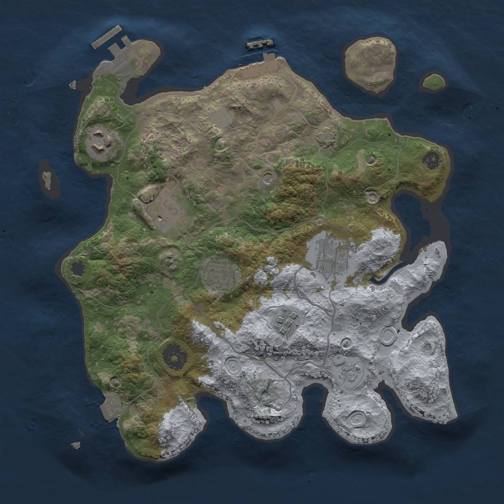 Rust Map: Procedural Map, Size: 3000, Seed: 444799108, 13 Monuments