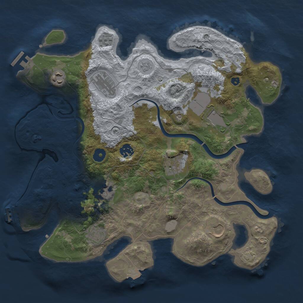 Rust Map: Procedural Map, Size: 3500, Seed: 437719596, 15 Monuments