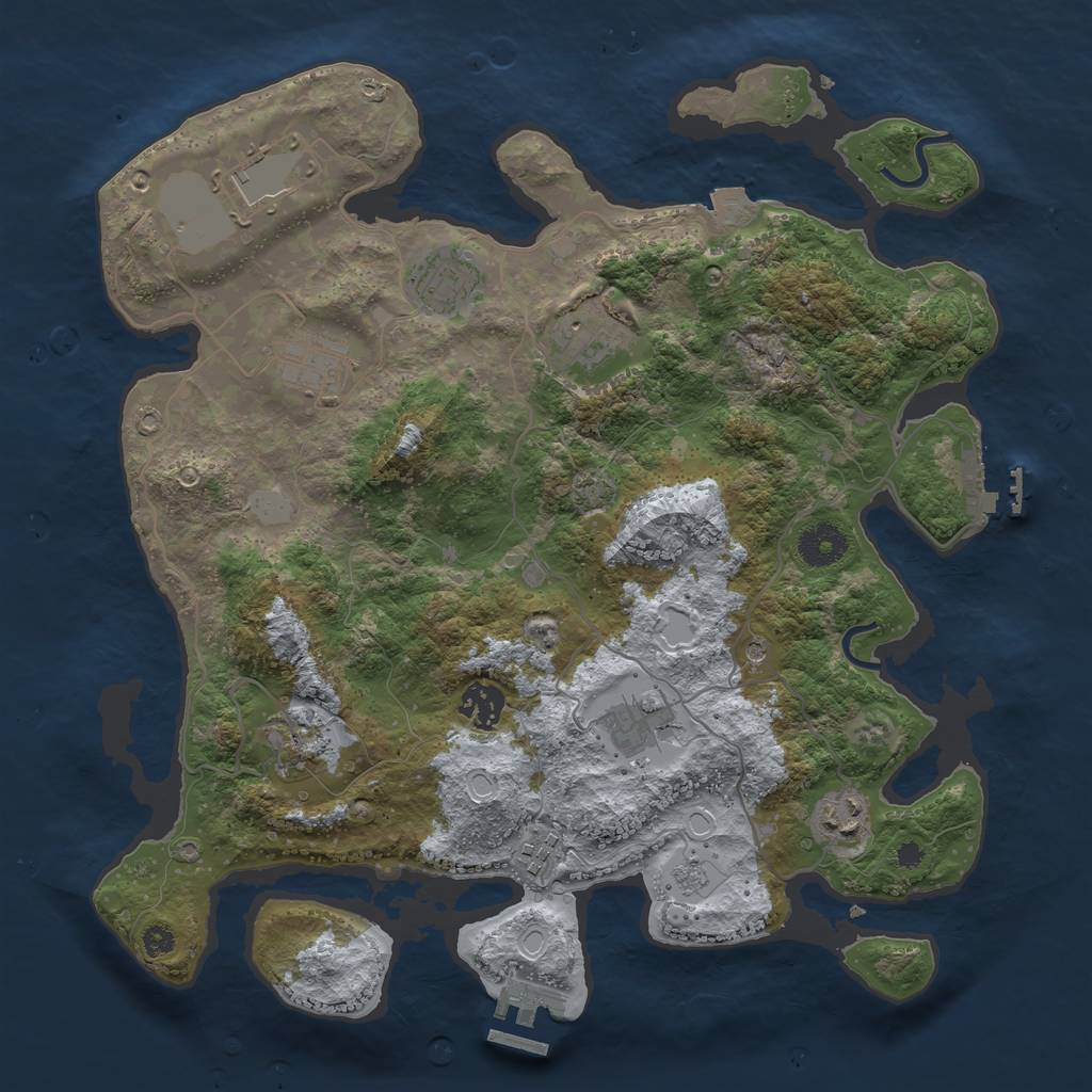 Rust Map: Procedural Map, Size: 3600, Seed: 173197152, 17 Monuments