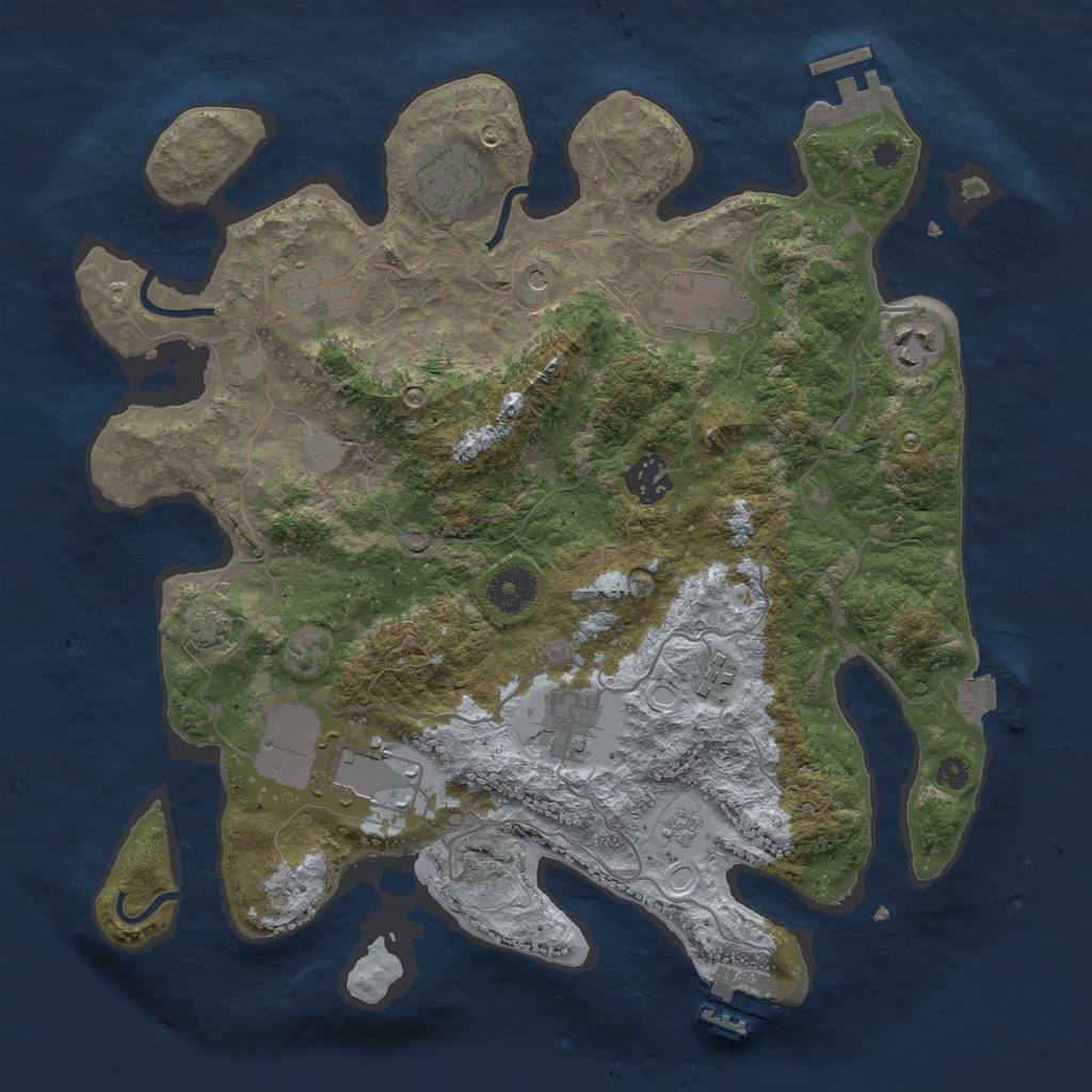 Rust Map: Procedural Map, Size: 3500, Seed: 630793392, 16 Monuments