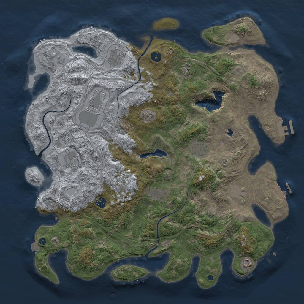 Rust Map: Procedural Map, Size: 4405, Seed: 5401, 16 Monuments
