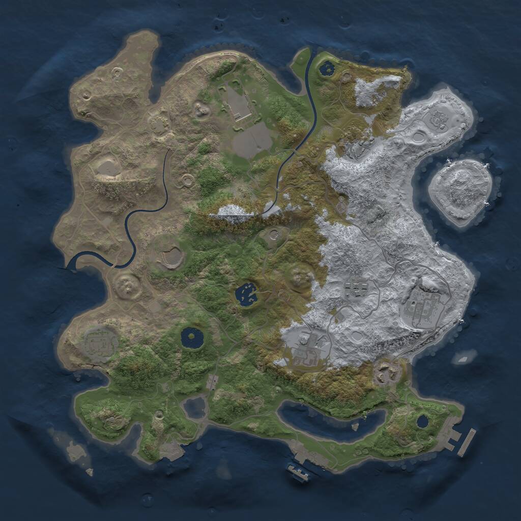 Rust Map: Procedural Map, Size: 3500, Seed: 345523421, 15 Monuments