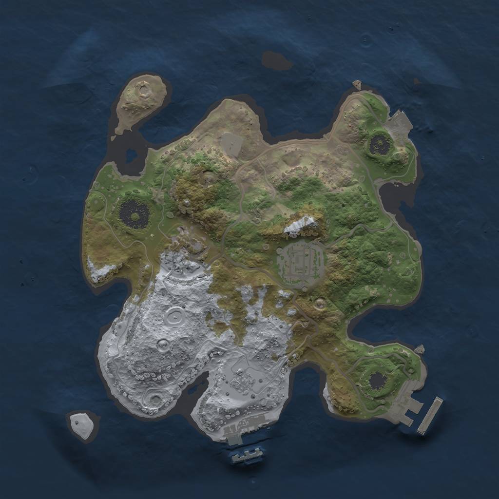 Rust Map: Procedural Map, Size: 2500, Seed: 1141124112, 8 Monuments