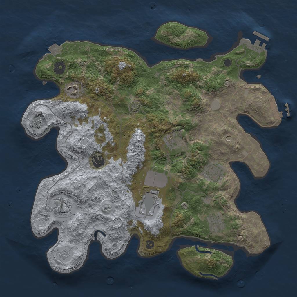 Rust Map: Procedural Map, Size: 3500, Seed: 1387706814, 16 Monuments