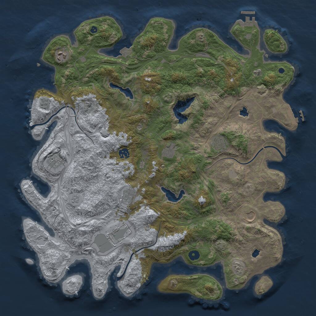 Rust Map: Procedural Map, Size: 4500, Seed: 55634323, 15 Monuments
