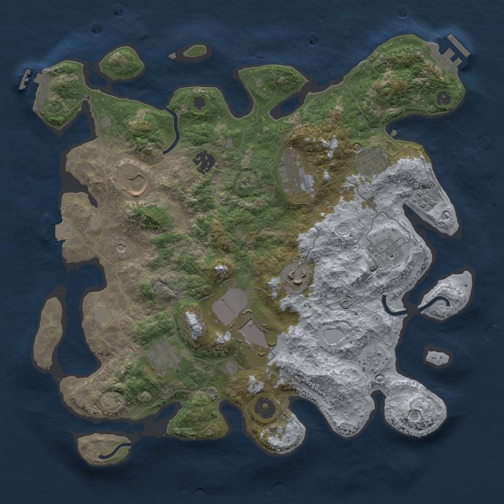 Rust Map: Procedural Map, Size: 3600, Seed: 663, 17 Monuments