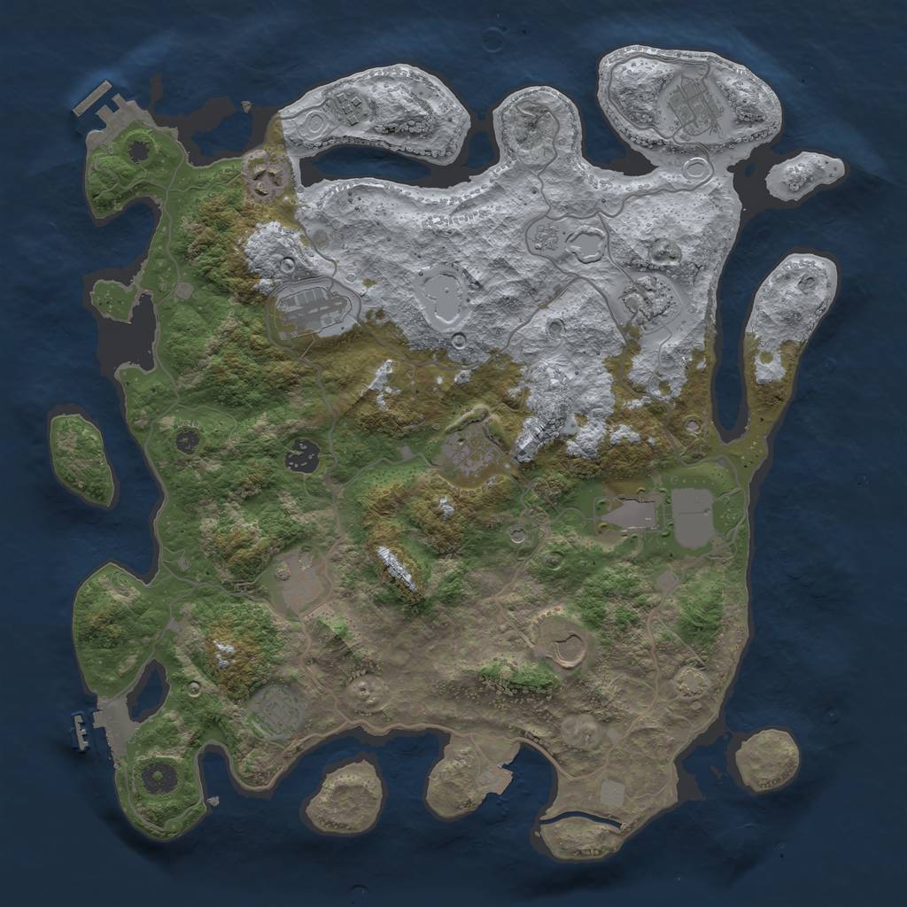 Rust Map: Procedural Map, Size: 4000, Seed: 1050870340, 19 Monuments