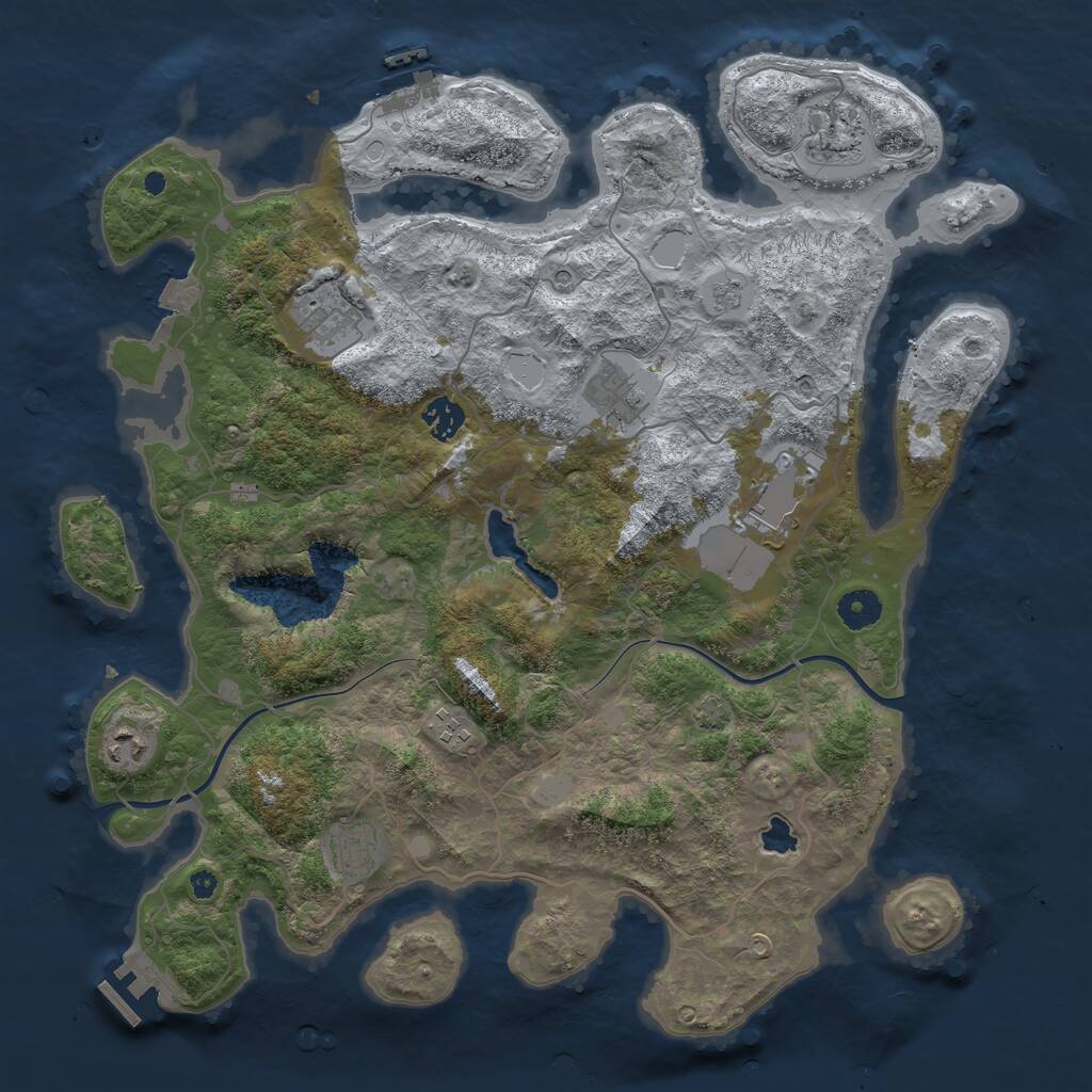 Rust Map: Procedural Map, Size: 4000, Seed: 1050870340, 14 Monuments