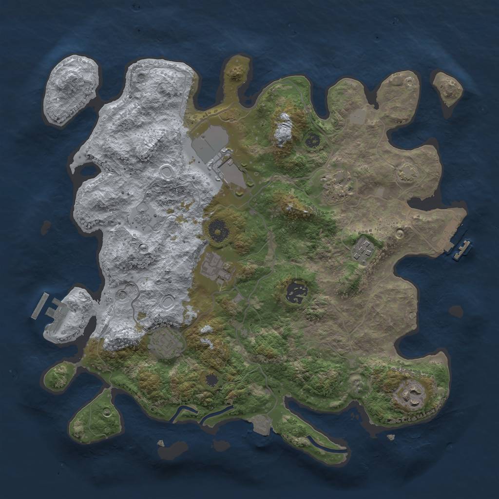 Rust Map: Procedural Map, Size: 3500, Seed: 351076934, 15 Monuments