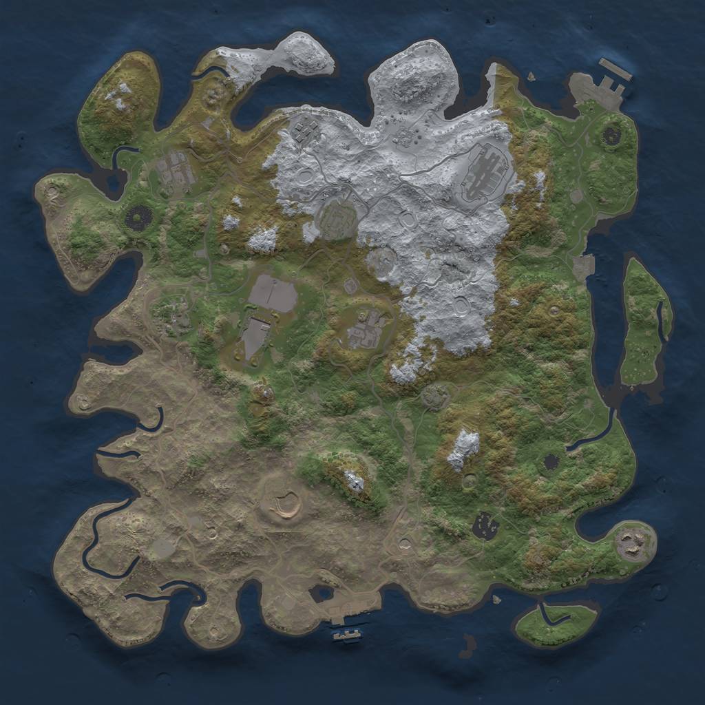 Rust Map: Procedural Map, Size: 4000, Seed: 1256698628, 18 Monuments