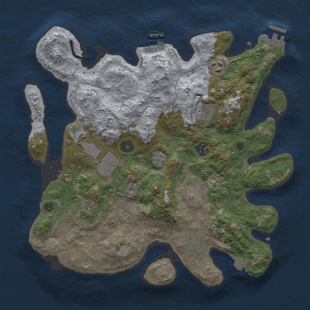 Rust Map: Procedural Map, Size: 3500, Seed: 1720877604, 16 Monuments