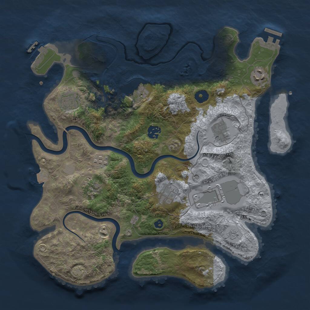 Rust Map: Procedural Map, Size: 3500, Seed: 843556056, 15 Monuments