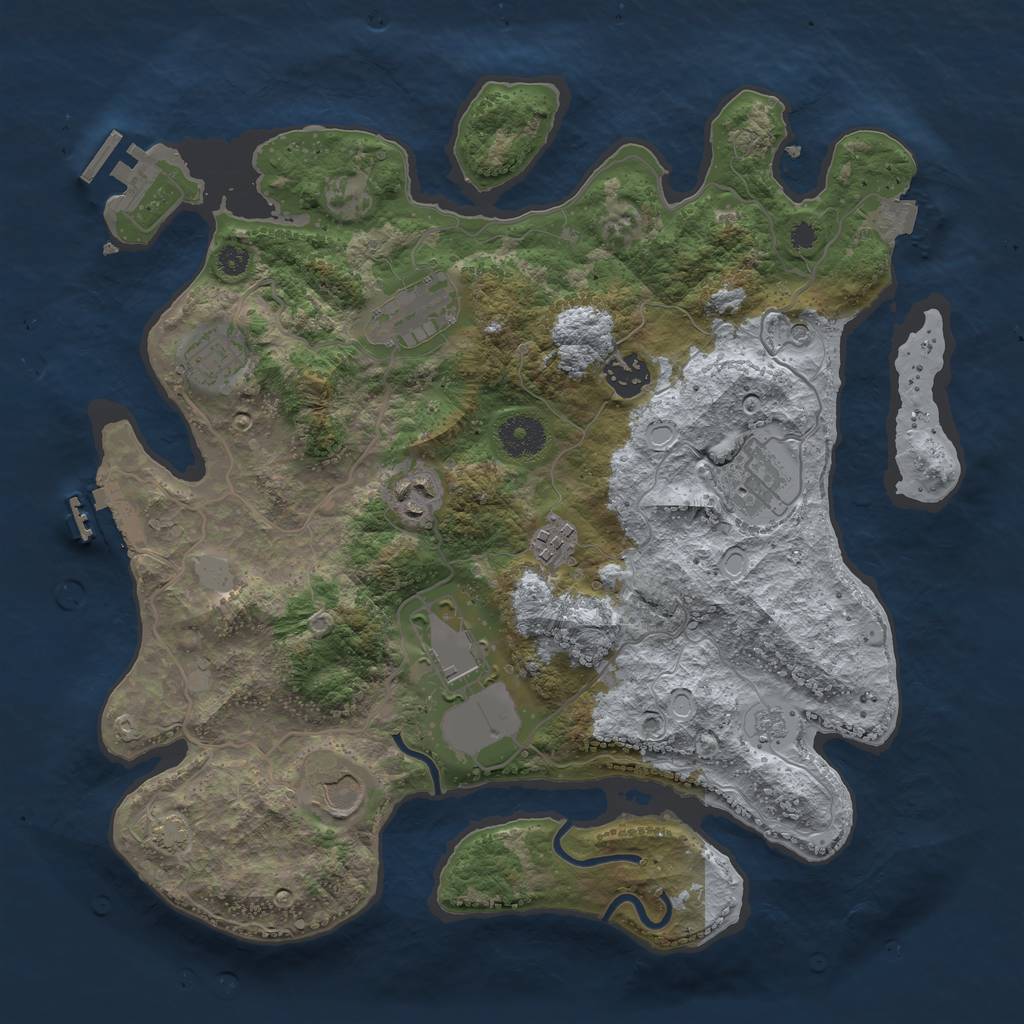 Rust Map: Procedural Map, Size: 3500, Seed: 843556056, 16 Monuments