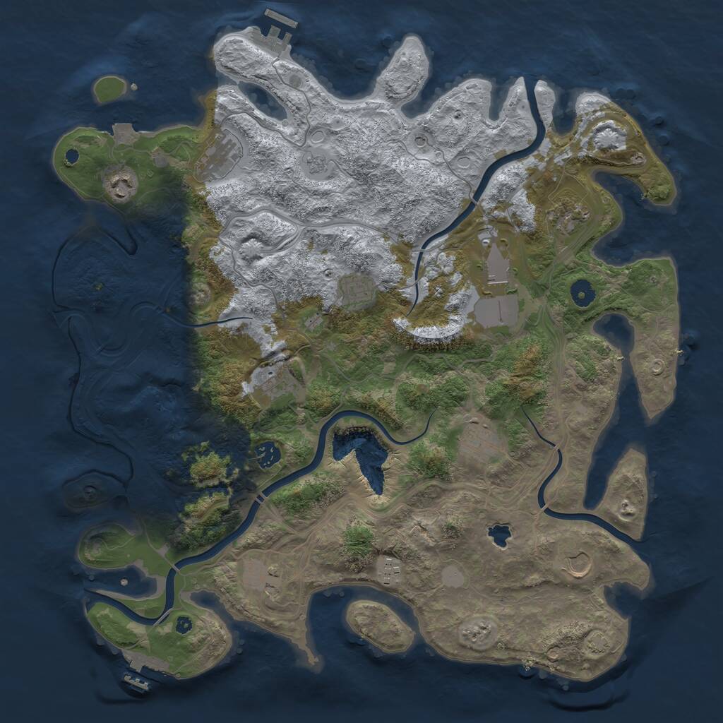 Rust Map: Procedural Map, Size: 4250, Seed: 1826820066, 17 Monuments