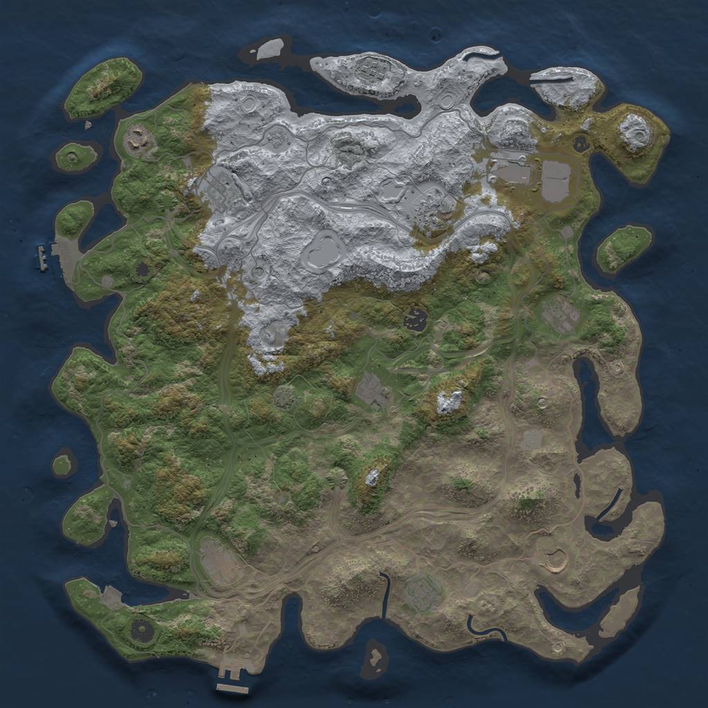 Rust Map: Procedural Map, Size: 4500, Seed: 1586544950, 19 Monuments