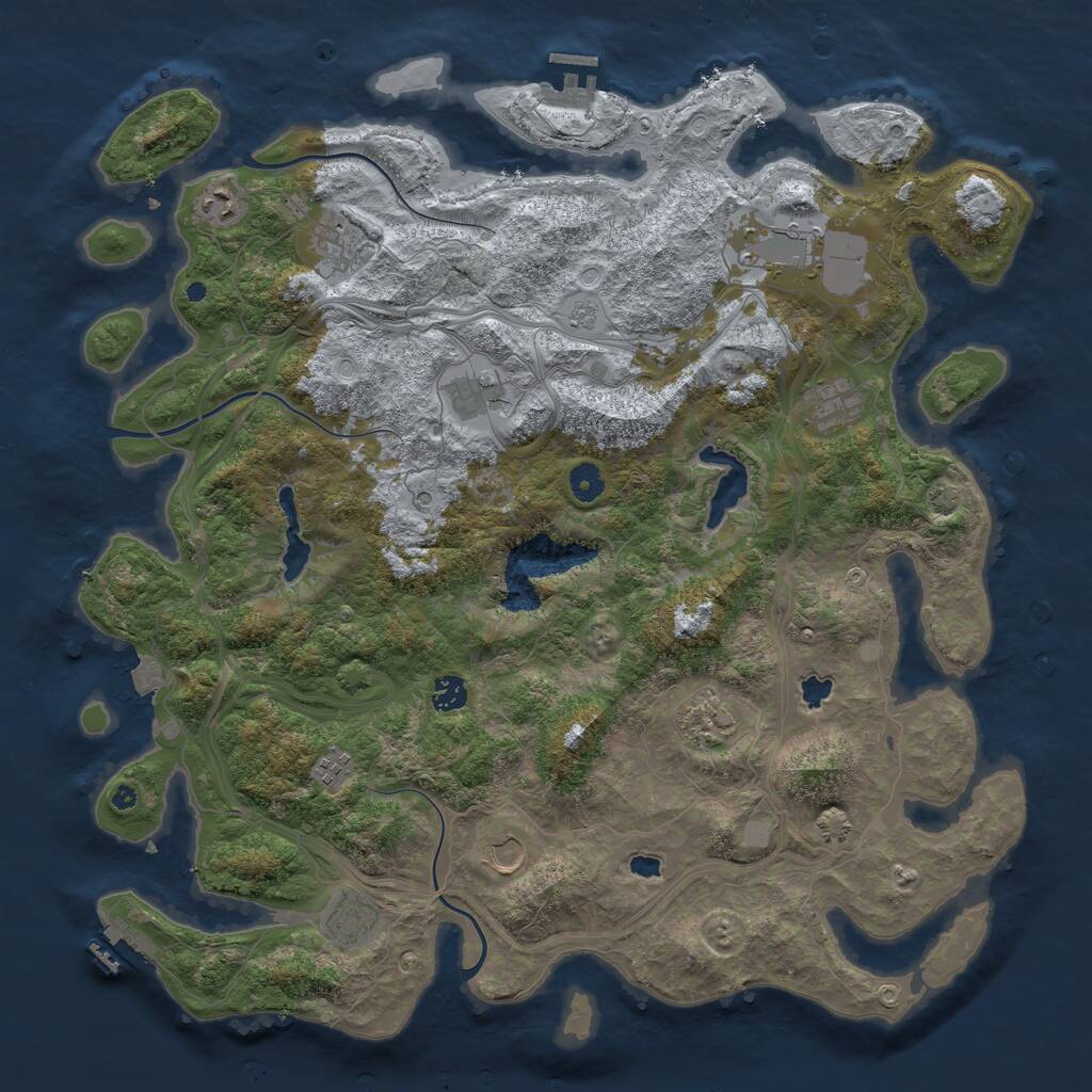 Rust Map: Procedural Map, Size: 4500, Seed: 1586544950, 16 Monuments