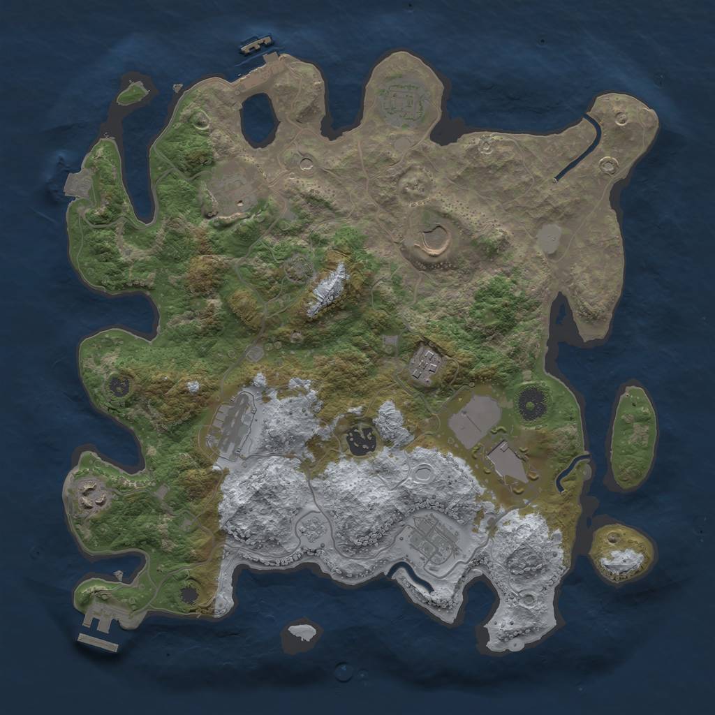 Rust Map: Procedural Map, Size: 3550, Seed: 1432509350, 17 Monuments