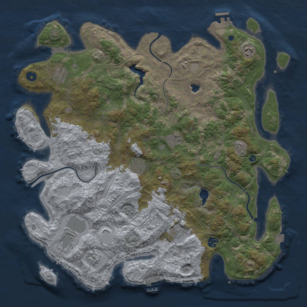 Rust Map: Procedural Map, Size: 4461, Seed: 24082, 15 Monuments