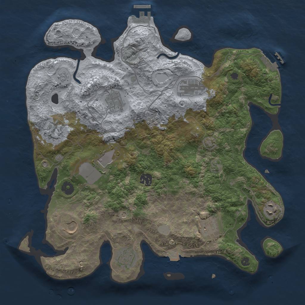 Rust Map: Procedural Map, Size: 3600, Seed: 78399742, 18 Monuments