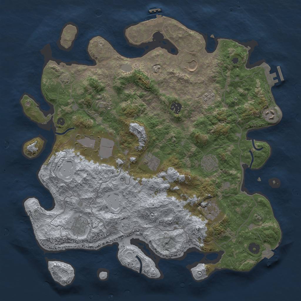 Rust Map: Procedural Map, Size: 4000, Seed: 888111, 18 Monuments