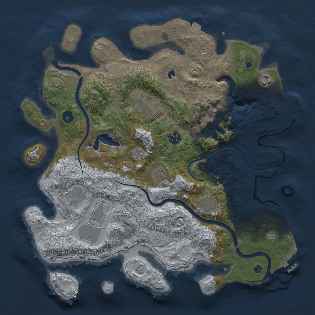 Rust Map: Procedural Map, Size: 4000, Seed: 888111, 15 Monuments