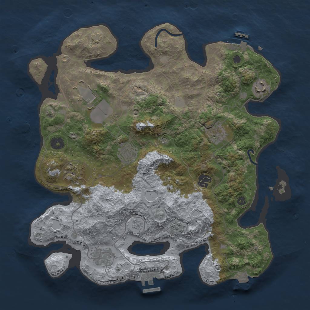 Rust Map: Procedural Map, Size: 3500, Seed: 420035233, 16 Monuments