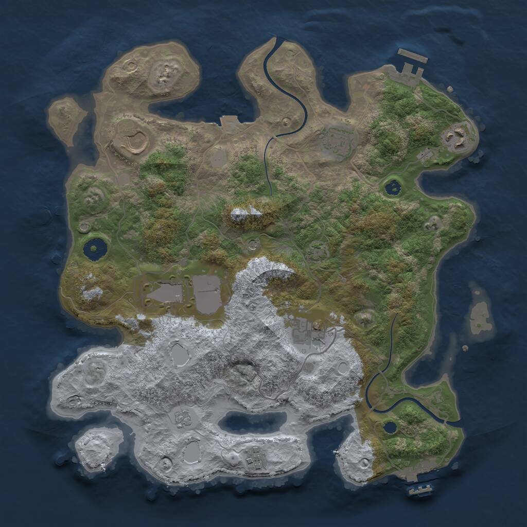 Rust Map: Procedural Map, Size: 3500, Seed: 420035233, 12 Monuments
