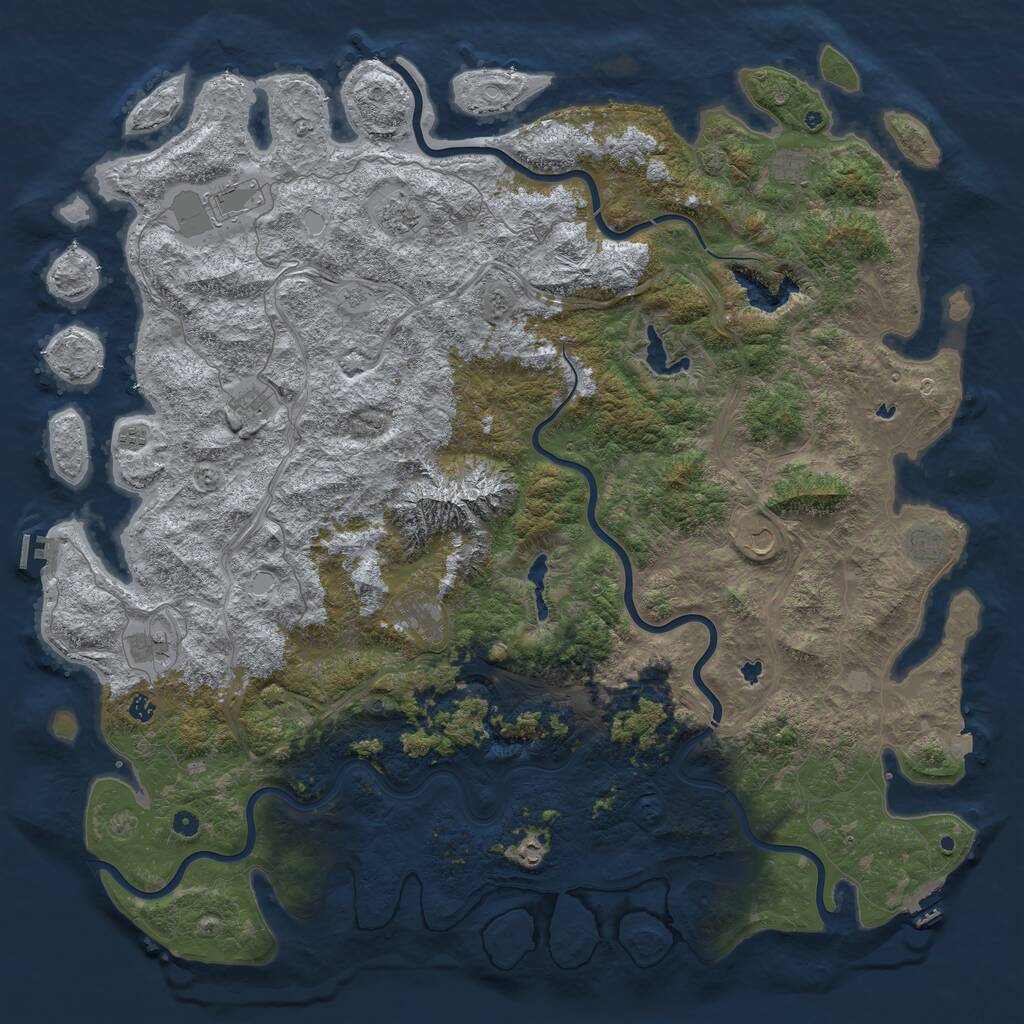 Rust Map: Procedural Map, Size: 6000, Seed: 29832843, 17 Monuments