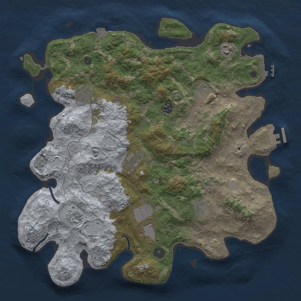 Rust Map: Procedural Map, Size: 4000, Seed: 729503058, 17 Monuments