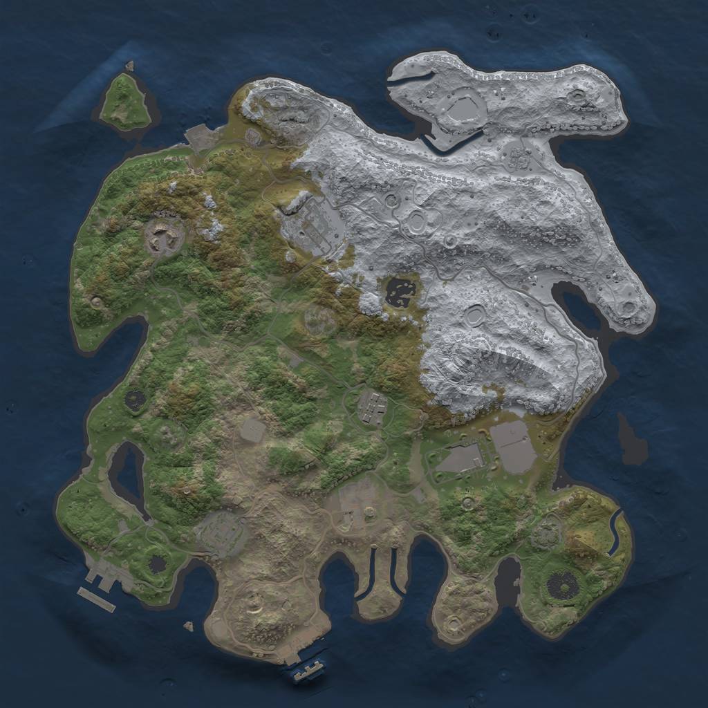 Rust Map: Procedural Map, Size: 3500, Seed: 1121088456, 15 Monuments