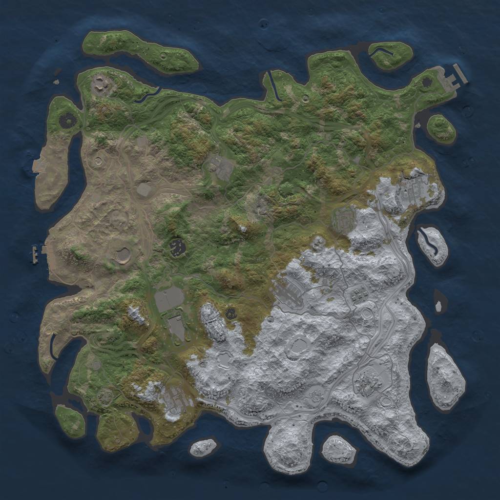 Rust Map: Procedural Map, Size: 4500, Seed: 1212850179, 19 Monuments