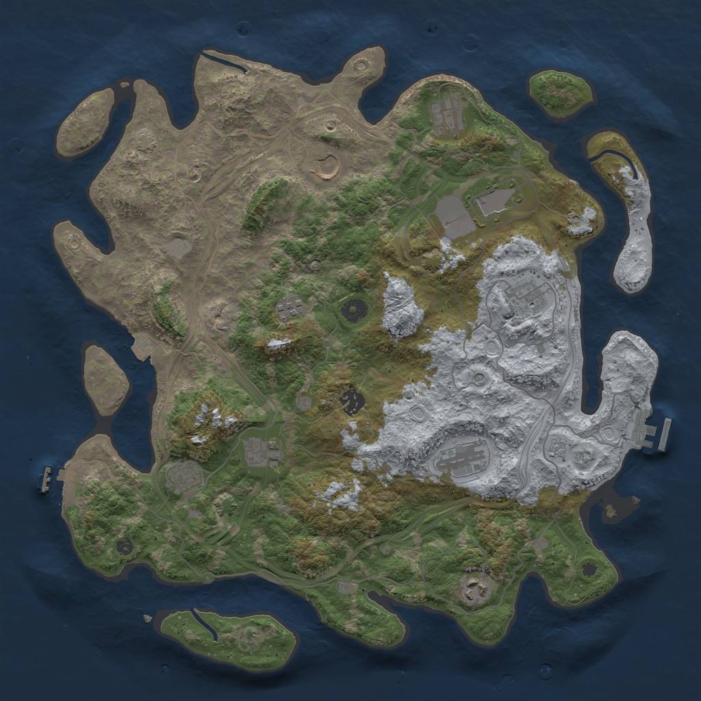 Rust Map: Procedural Map, Size: 4250, Seed: 897042586, 18 Monuments