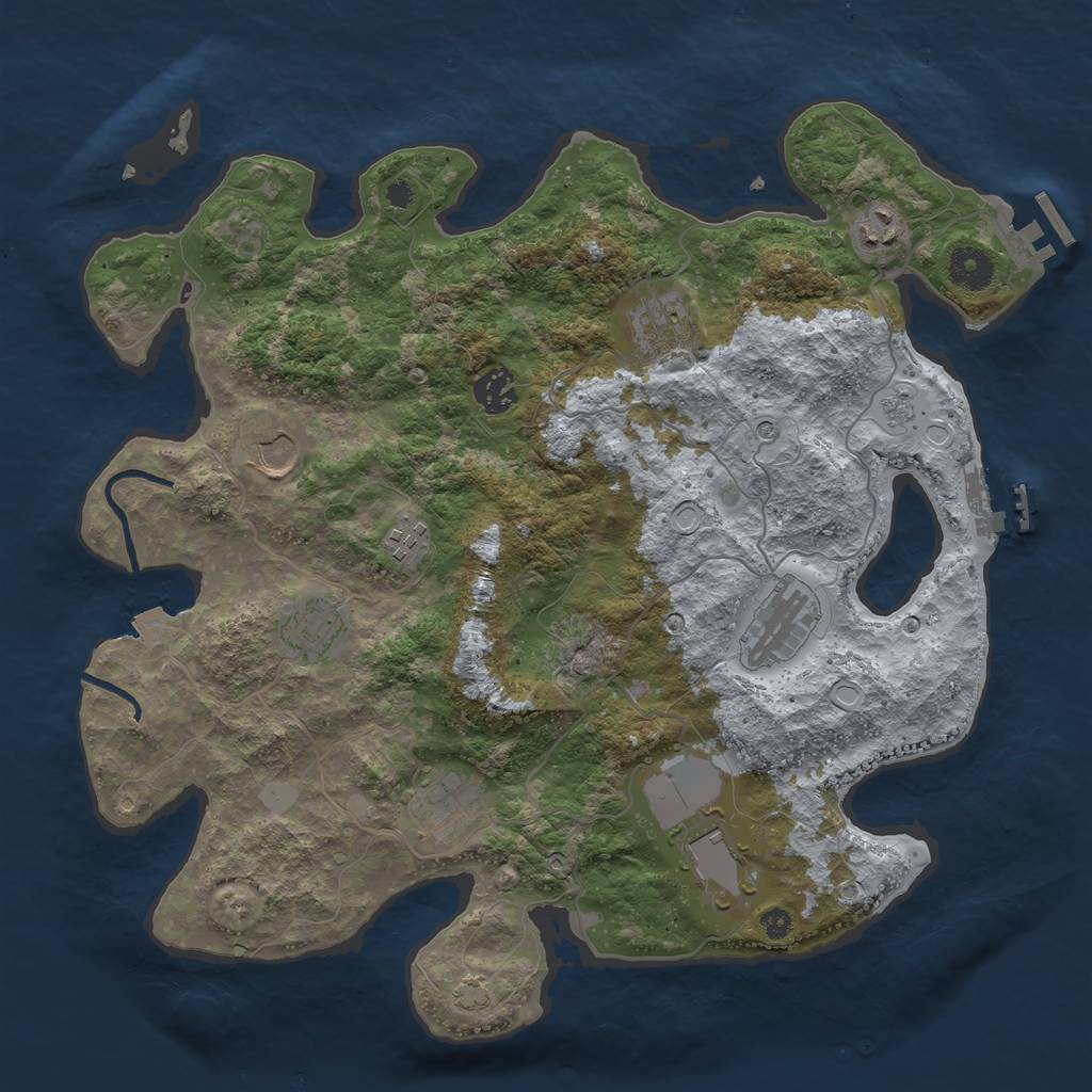 Rust Map: Procedural Map, Size: 3700, Seed: 1383806520, 17 Monuments