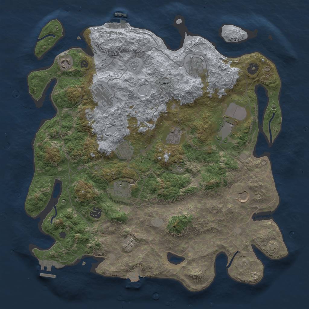 Rust Map: Procedural Map, Size: 4000, Seed: 1547854, 18 Monuments