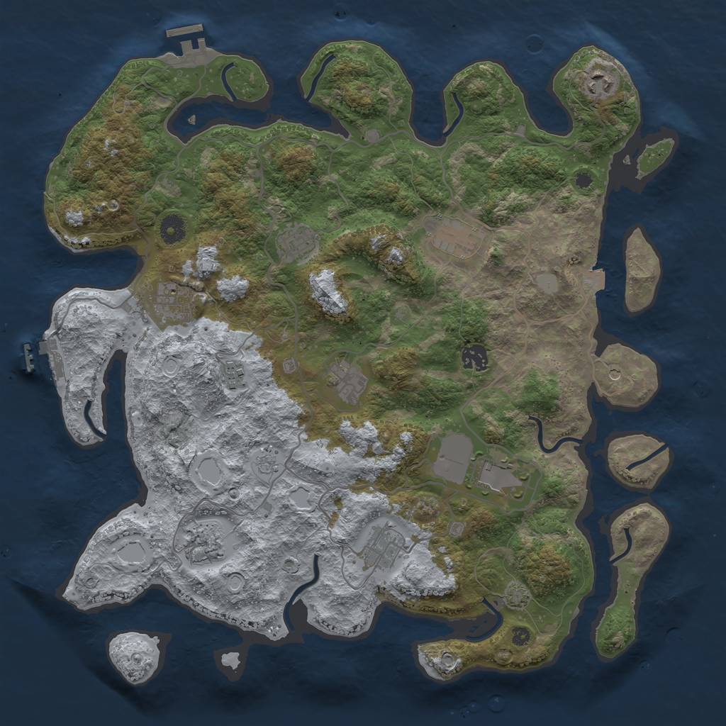 Rust Map: Procedural Map, Size: 4000, Seed: 76512001, 18 Monuments