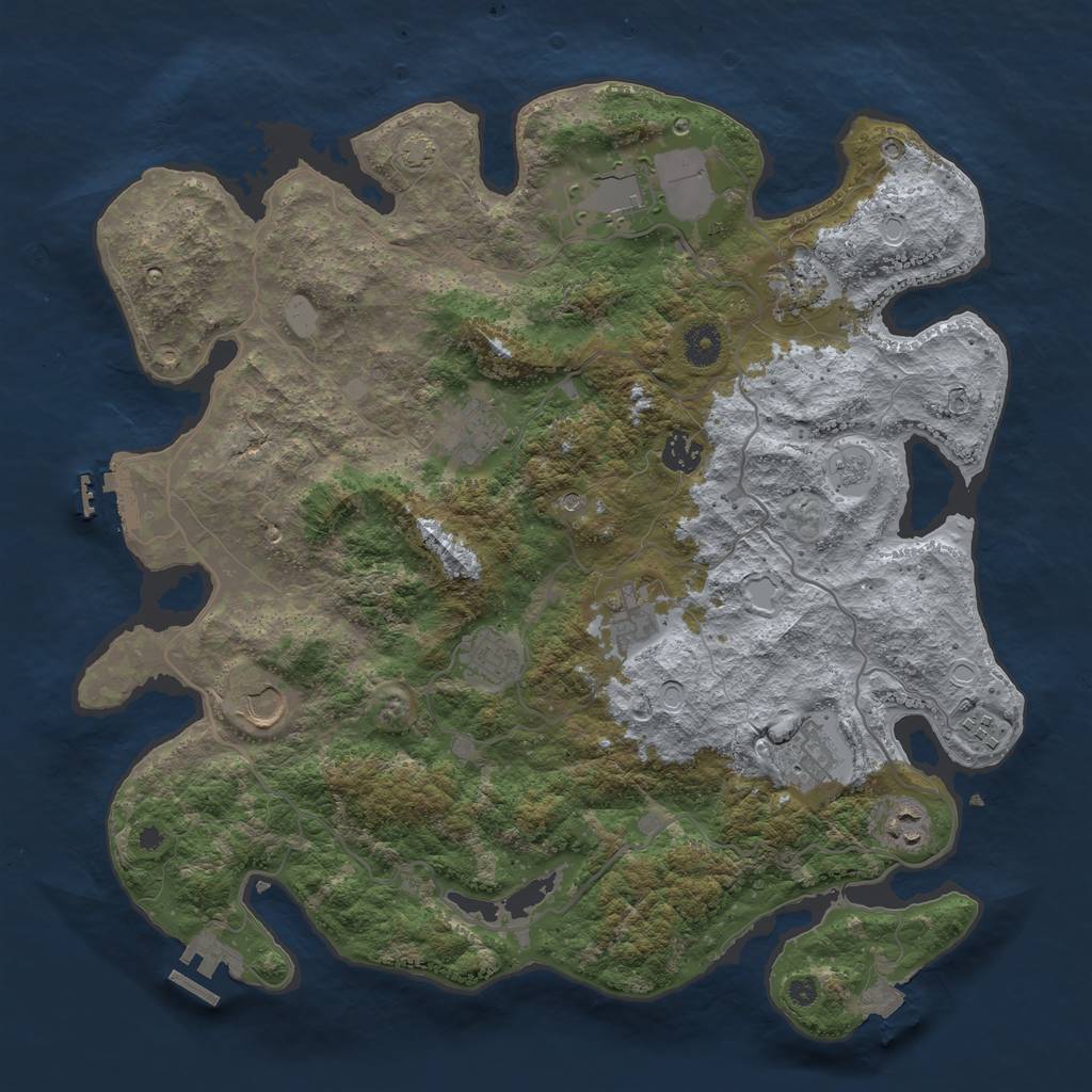 Rust Map: Procedural Map, Size: 4000, Seed: 2001, 18 Monuments