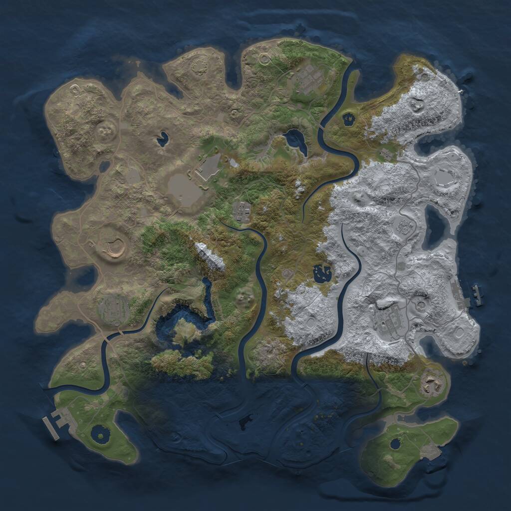 Rust Map: Procedural Map, Size: 4000, Seed: 2001, 14 Monuments