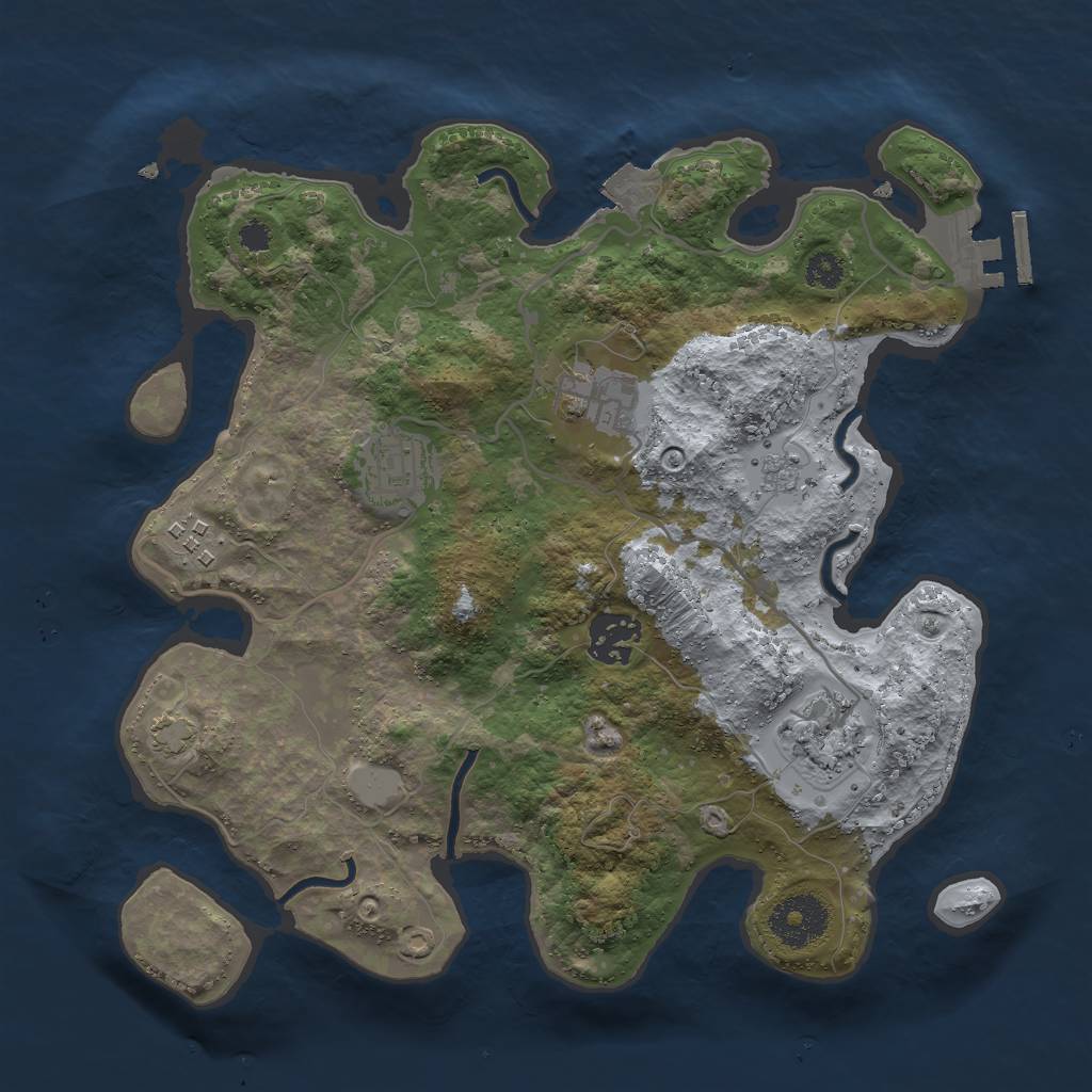 Rust Map: Procedural Map, Size: 3000, Seed: 1854079826, 11 Monuments