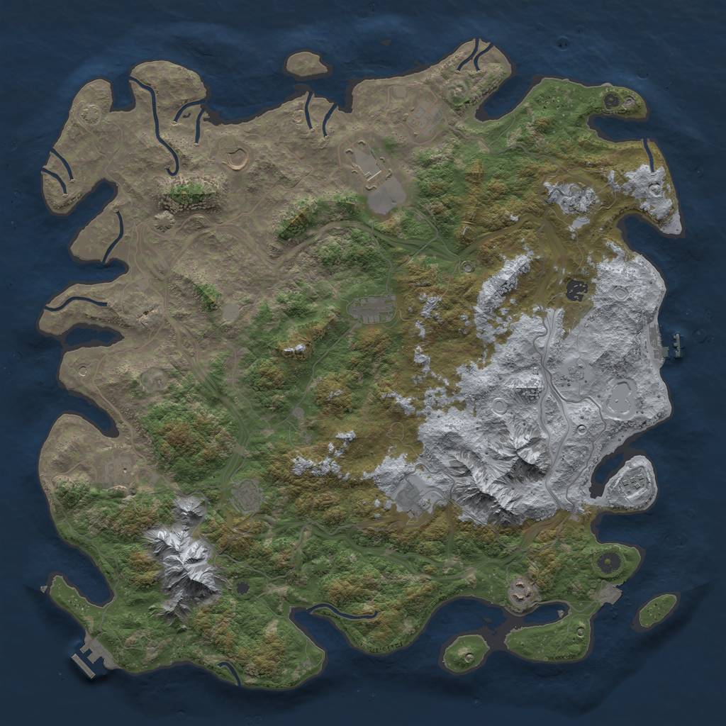 Rust Map: Procedural Map, Size: 5000, Seed: 2140077515, 19 Monuments