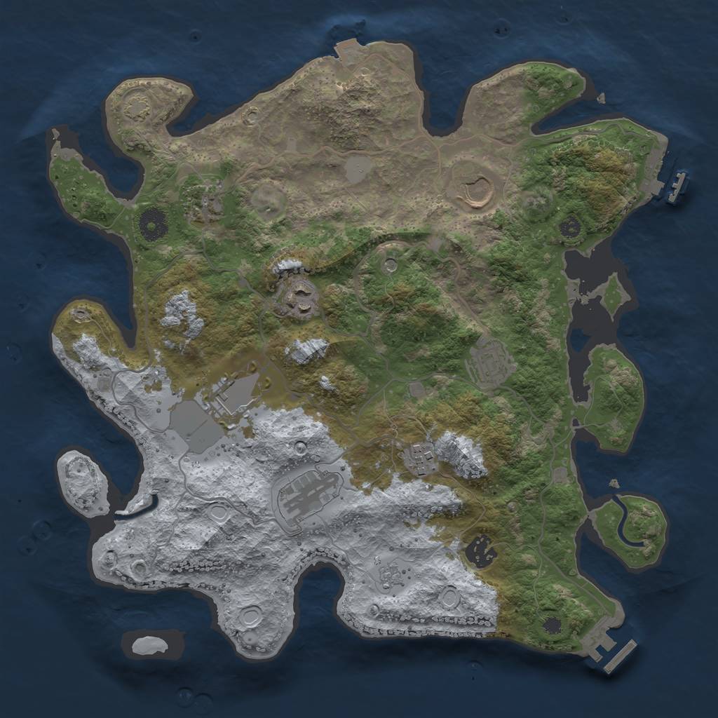 Rust Map: Procedural Map, Size: 3500, Seed: 1288958048, 16 Monuments