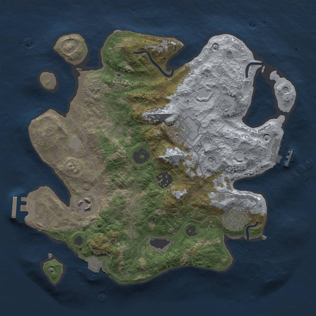 Rust Map: Procedural Map, Size: 3000, Seed: 23325, 12 Monuments